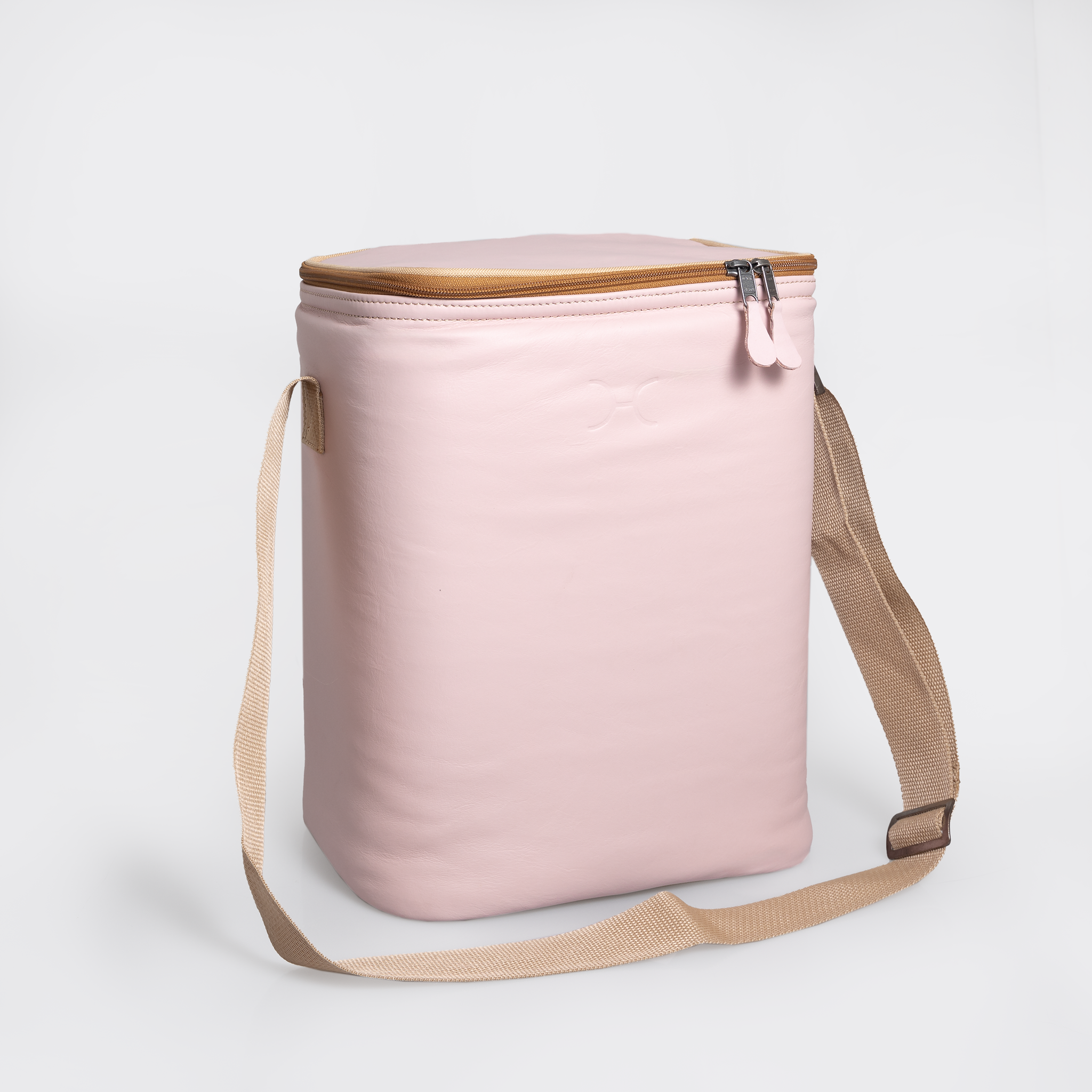 Long Tom Wine Cooler | Genuine Leather & Hard Inner Bin | Corporate Blush Leather Beverage Cooler by Thandana