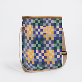 Long Tom Wine Cooler | Laminated Fabric Checker - Jet / Chunky Zip Caddy Cooler by Thandana