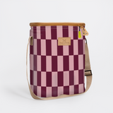 Long Tom Wine Cooler | Laminated Fabric Checkmate - Cherry / Chunky Zip Caddy Cooler by Thandana