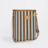 Long Tom Wine Cooler | Laminated Fabric Coastal Stripe - Blue / Chunky Zip Caddy Cooler by Thandana