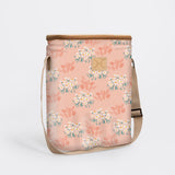 Long Tom Wine Cooler | Laminated Fabric Crazy Daisy - Blush / Chunky Zip Caddy Cooler by Thandana