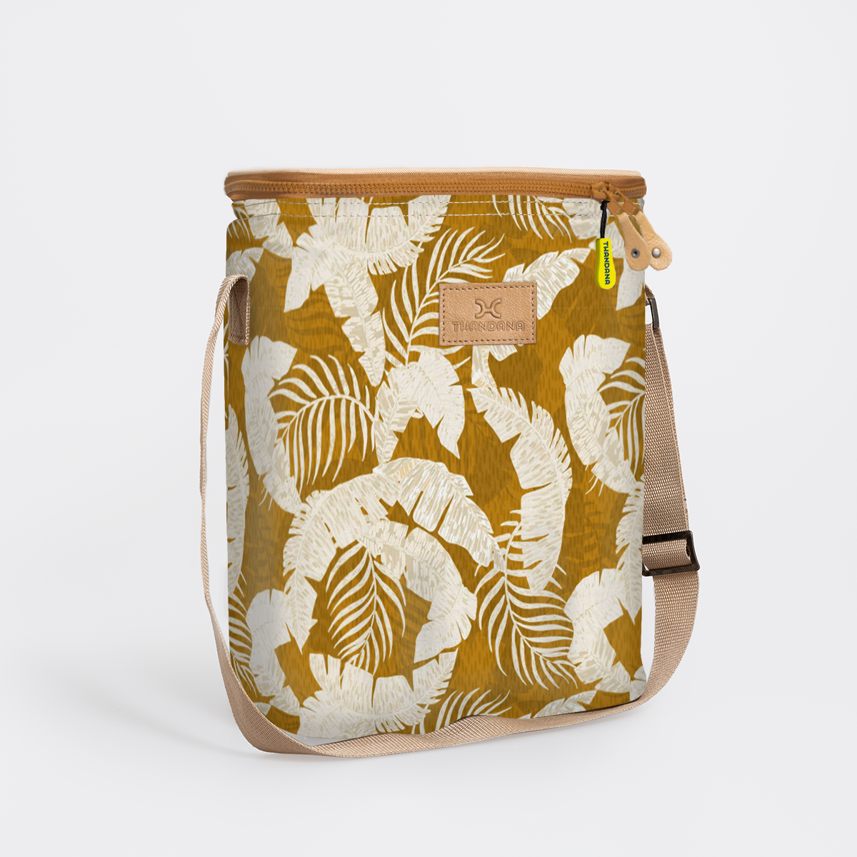Long Tom Wine Cooler | Laminated Fabric Fauna - Earth / Chunky Zip Caddy Cooler by Thandana
