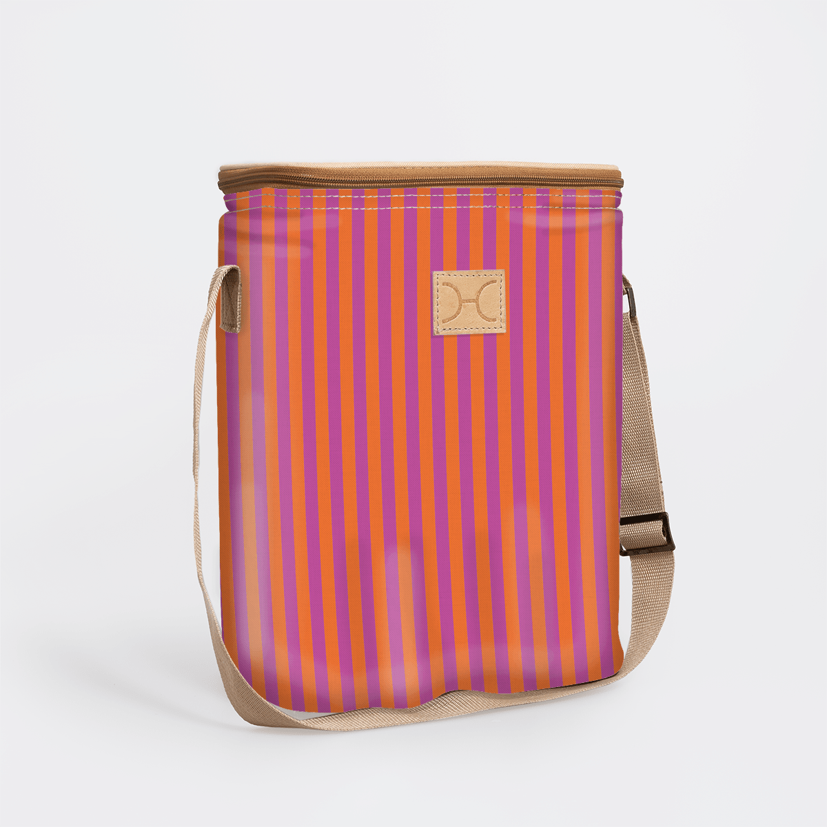 Long Tom Wine Cooler | Laminated Fabric Linear - Preppy / Chunky Zip Caddy Cooler by Thandana