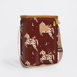 Long Tom Wine Cooler | Laminated Fabric Midnight Pony - Cherry / Chunky Zip Caddy Cooler by Thandana