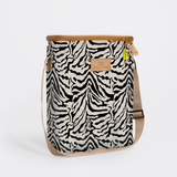 Long Tom Wine Cooler | Laminated Fabric Nomad Stripe - Pitch / Chunky Zip Caddy Cooler by Thandana