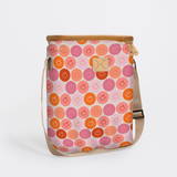 Long Tom Wine Cooler | Laminated Fabric Smiley - Blush / Chunky Zip (new) Caddy Cooler by Thandana