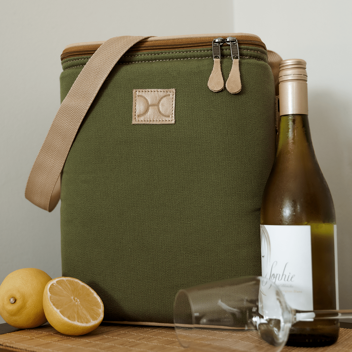 Long Tom Wine Cooler | Wax Canvas with Genuine Leather Box Cooler by Thandana