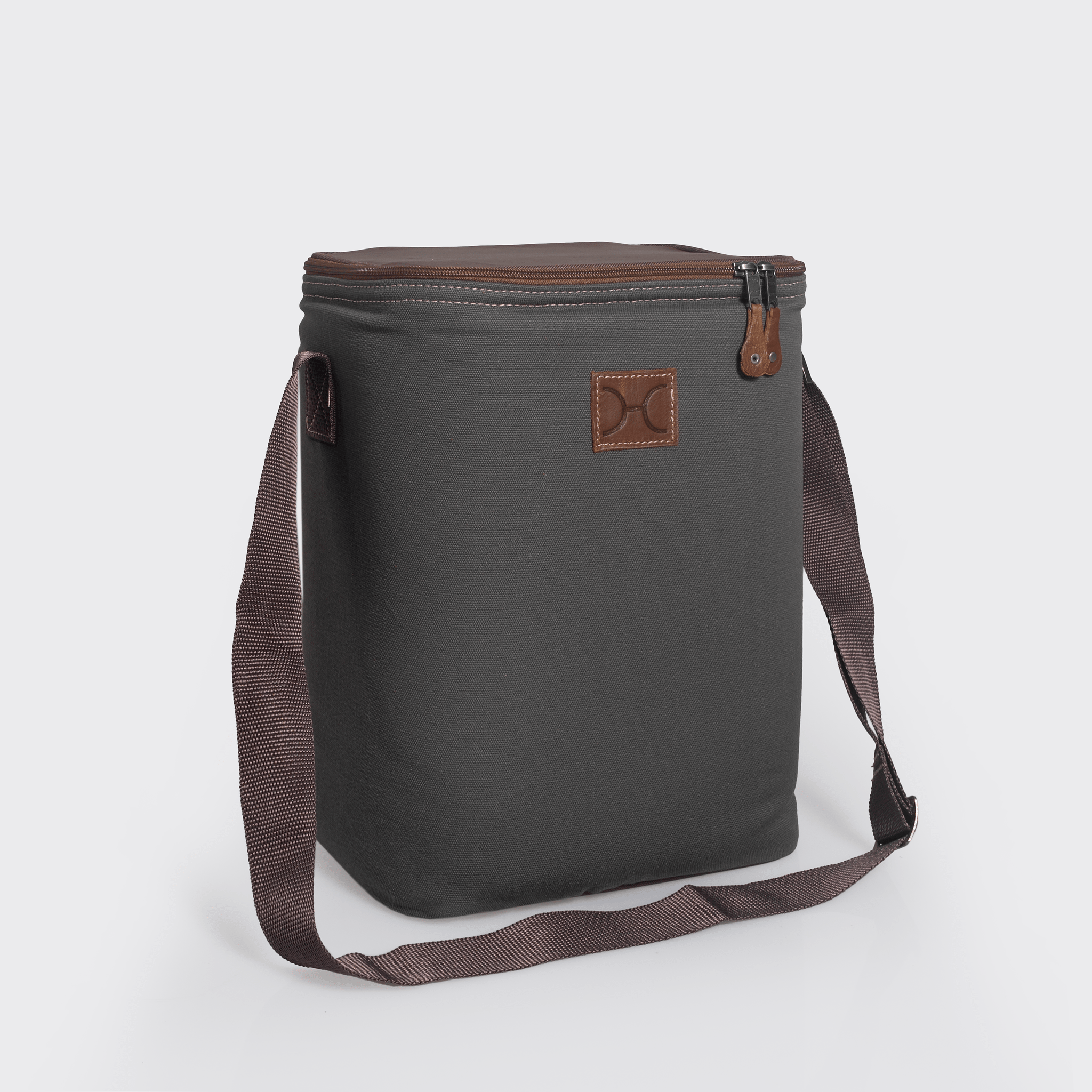 Long Tom Wine Cooler | Wax Canvas with Genuine Leather Charcoal Canvas with Tobac Leather / Gunmetal (default) Box