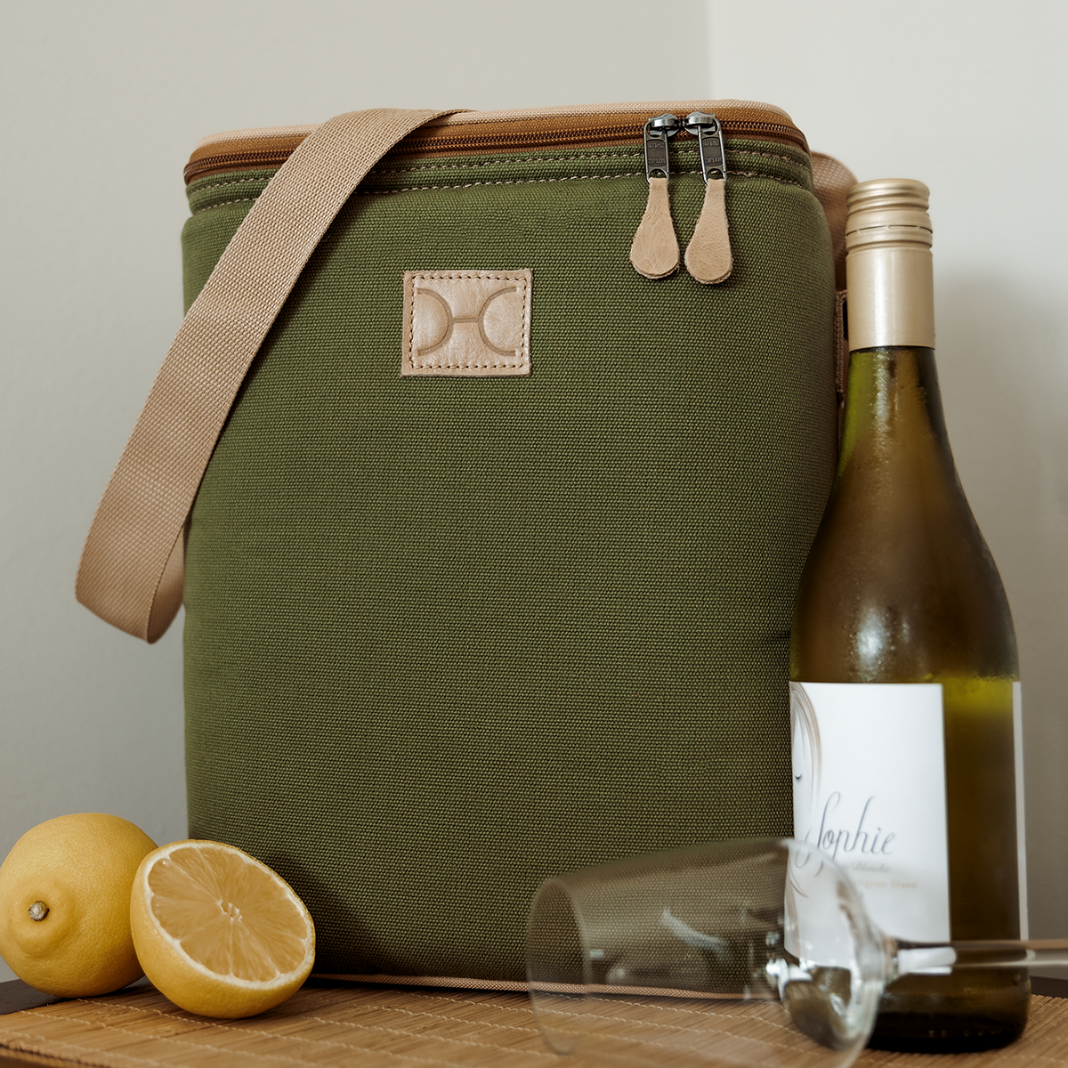 Long Tom Wine Cooler | Wax Canvas with Genuine Leather & Hard Inner Bin | Corporate Box Cooler by Thandana