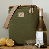 Long Tom Wine Cooler | Wax Canvas with Genuine Leather & Hard Inner Bin | Corporate Box Cooler by Thandana