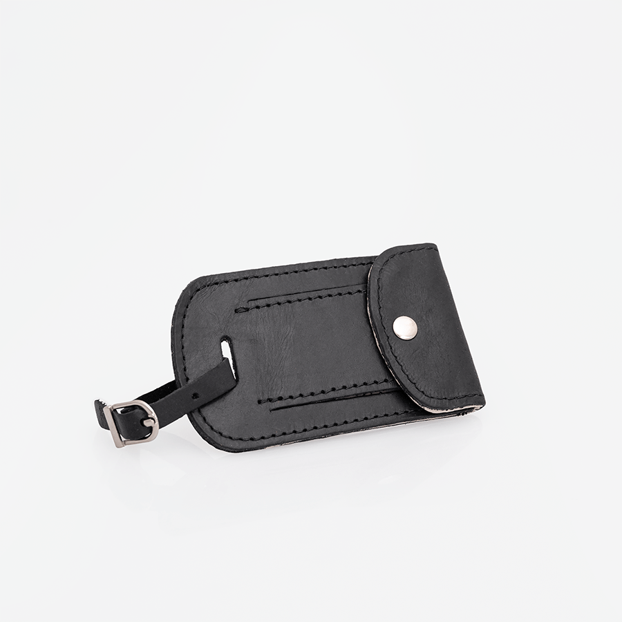 Luggage Tag Stud | Genuine Leather Black Leather Luggage Tag by Thandana
