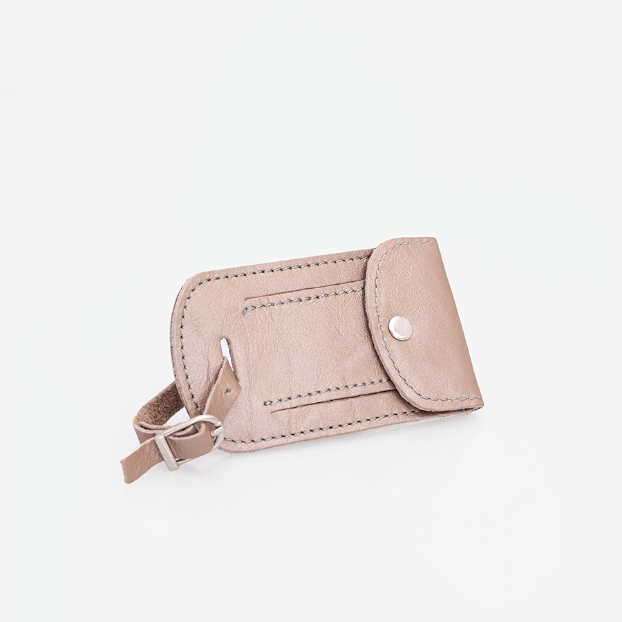 Luggage Tag Stud | Genuine Leather Champagne Leather Luggage Tag by Thandana