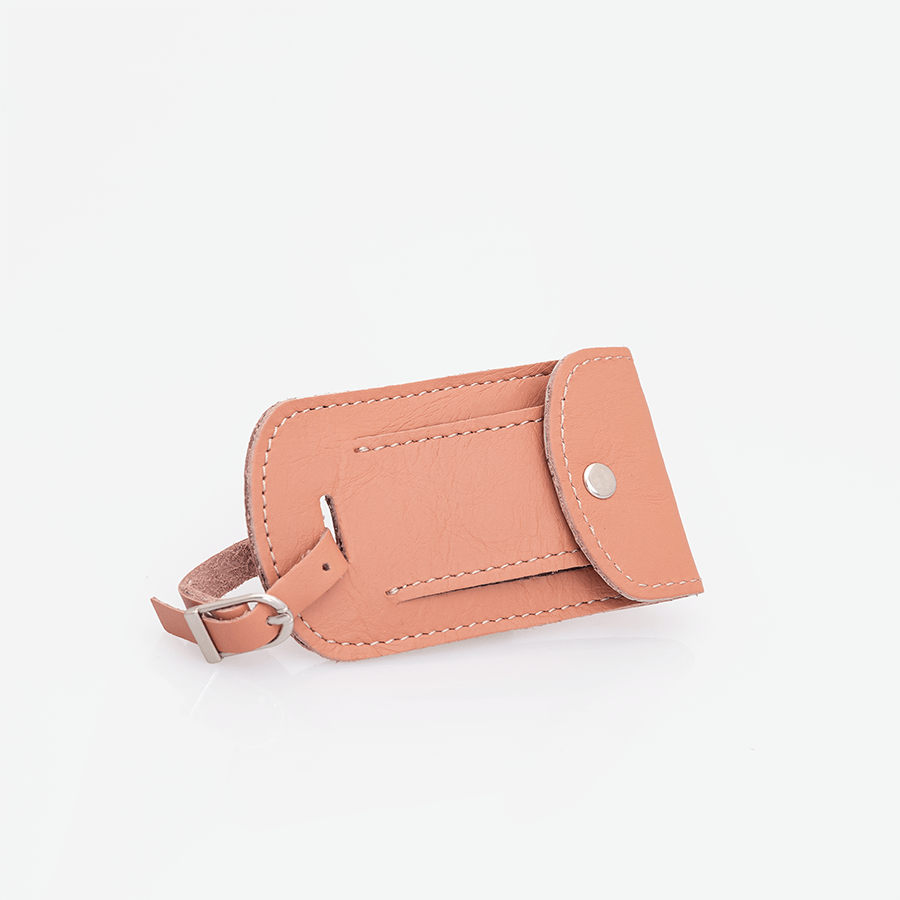 Luggage Tag Stud | Genuine Leather Coral Leather Luggage Tag by Thandana