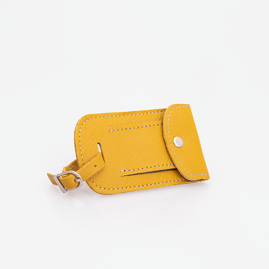 Luggage Tag Stud | Genuine Leather Mustard Leather Luggage Tag by Thandana