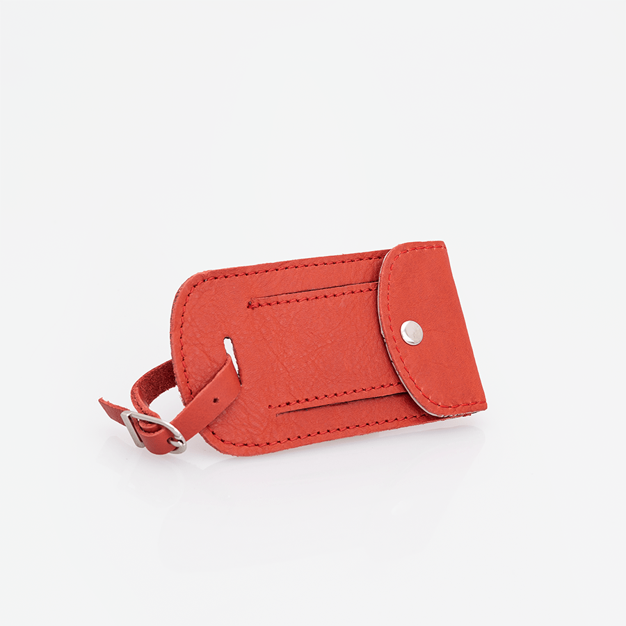 Luggage Tag Stud | Genuine Leather Red Leather Luggage Tag by Thandana