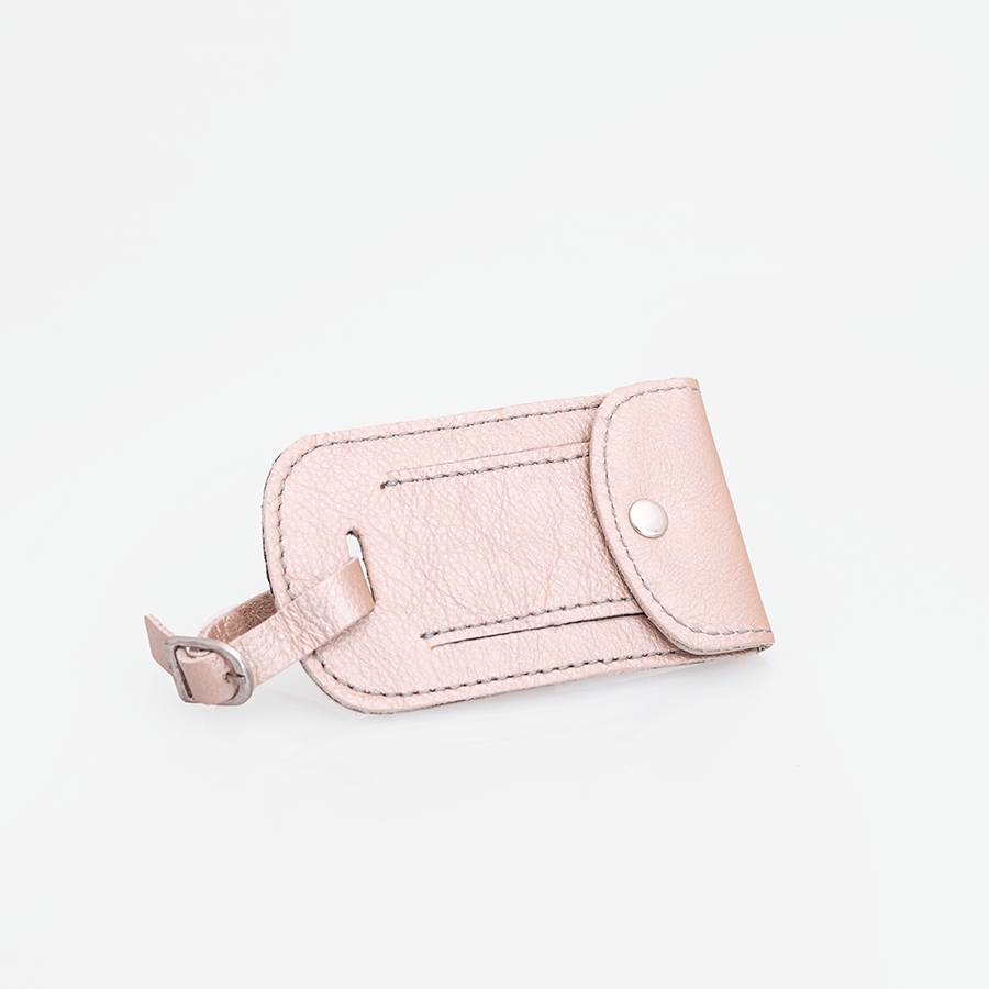 Luggage Tag Stud | Genuine Leather Rose Gold Leather Luggage Tag by Thandana