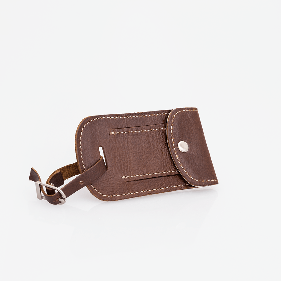 Luggage Tag Stud | Genuine Leather Tobac Leather Luggage Tag by Thandana