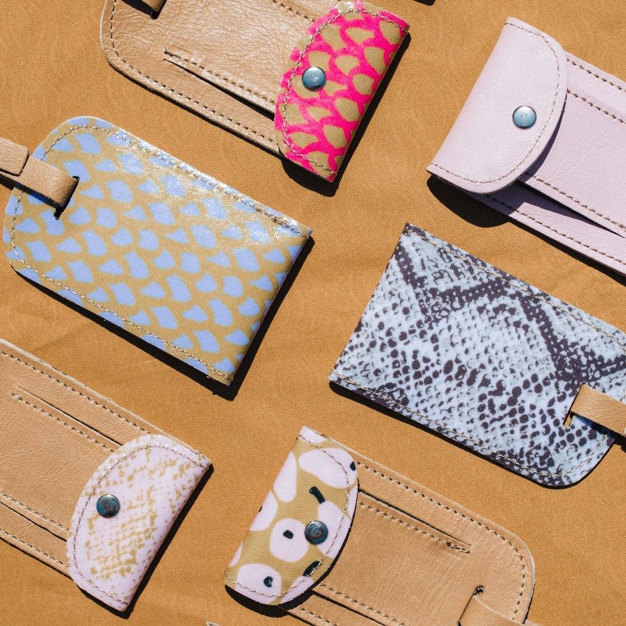 Luggage Tag Stud | Laminated Fabric with Genuine Leather Luggage Tag by Thandana