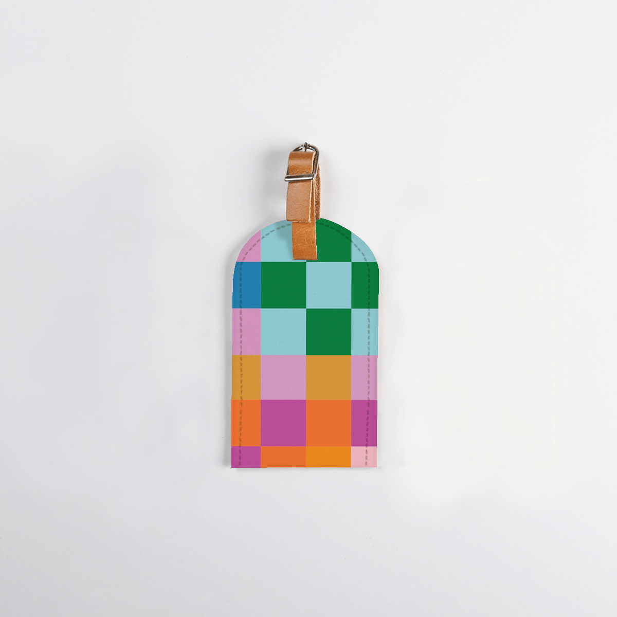 Luggage Tag Stud | Laminated Fabric with Genuine Leather Checker - Preppy Luggage Tag by Thandana