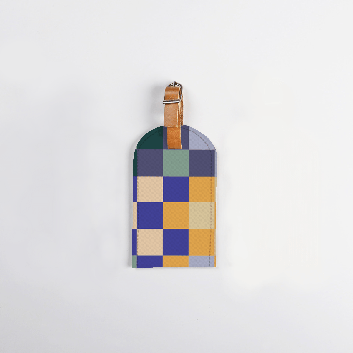Luggage Tag Stud | Laminated Fabric with Genuine Leather Checker - Jet Luggage Tag by Thandana