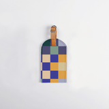 Luggage Tag Stud | Laminated Fabric with Genuine Leather Checker - Jet Luggage Tag by Thandana