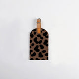 Luggage Tag Stud | Laminated Fabric with Genuine Leather Cheetah - Coffee Luggage Tag by Thandana