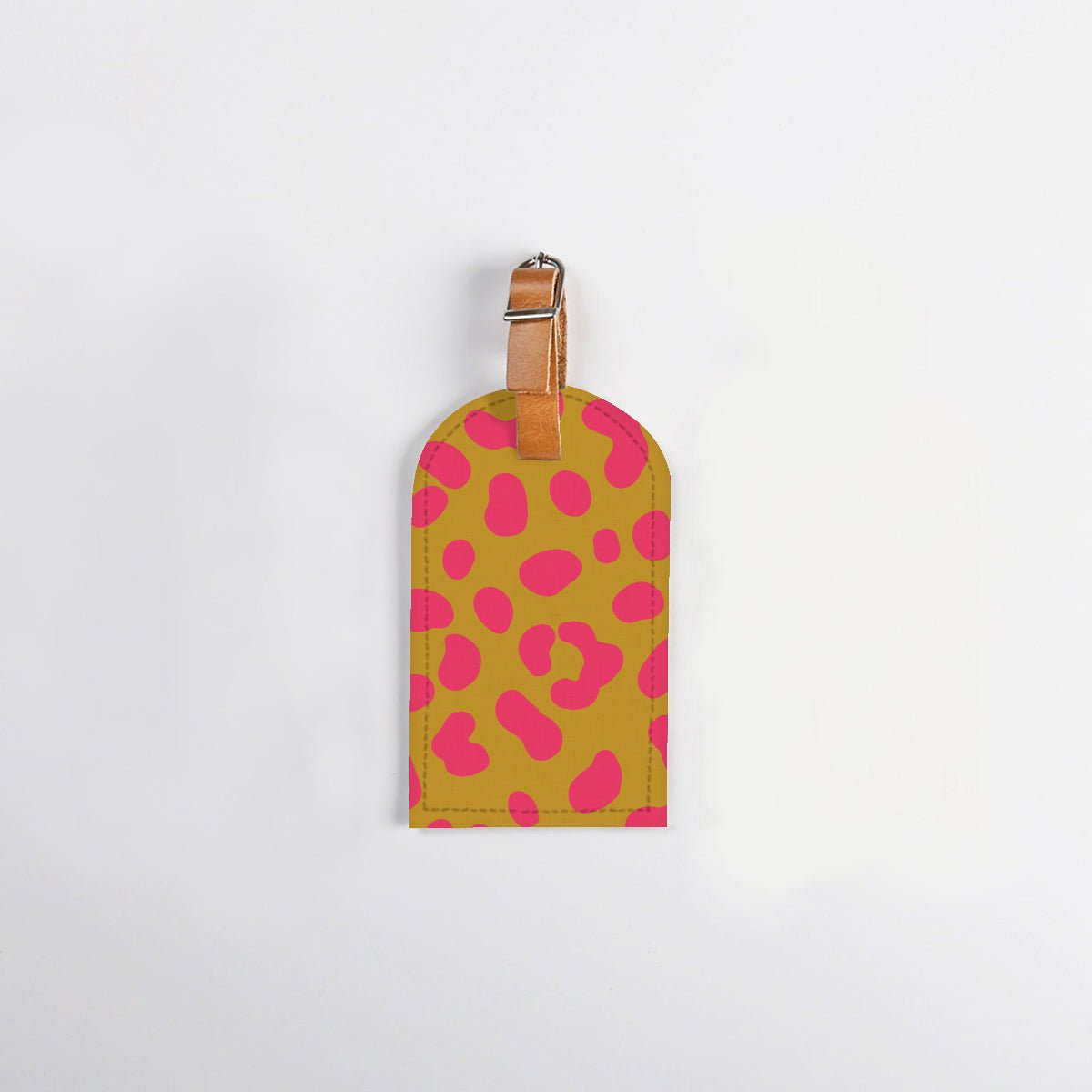 Luggage Tag Stud | Laminated Fabric with Genuine Leather Cheetah - Preppy Luggage Tag by Thandana
