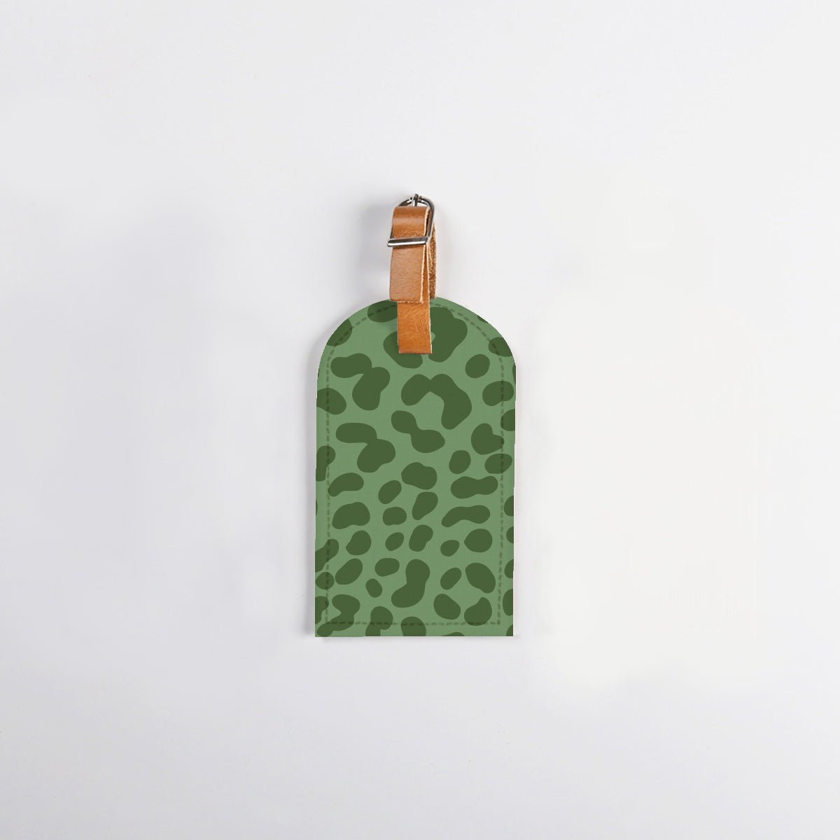 Luggage Tag Stud | Laminated Fabric with Genuine Leather Cheetah - Olive Luggage Tag by Thandana