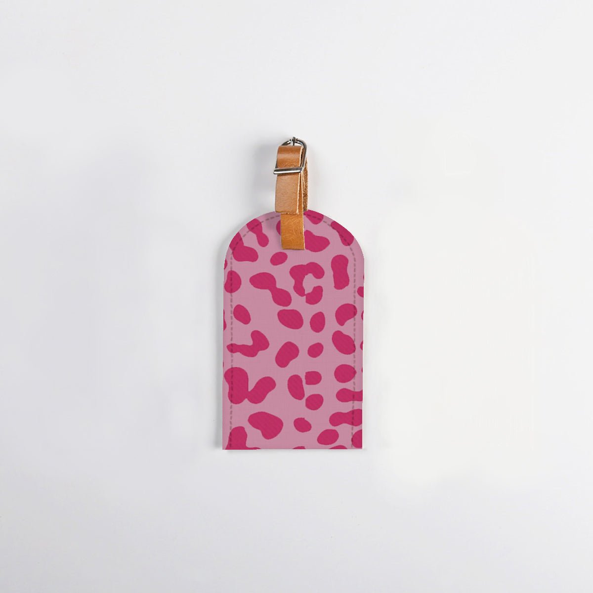 Luggage Tag Stud | Laminated Fabric with Genuine Leather Cheetah - Pink Luggage Tag by Thandana