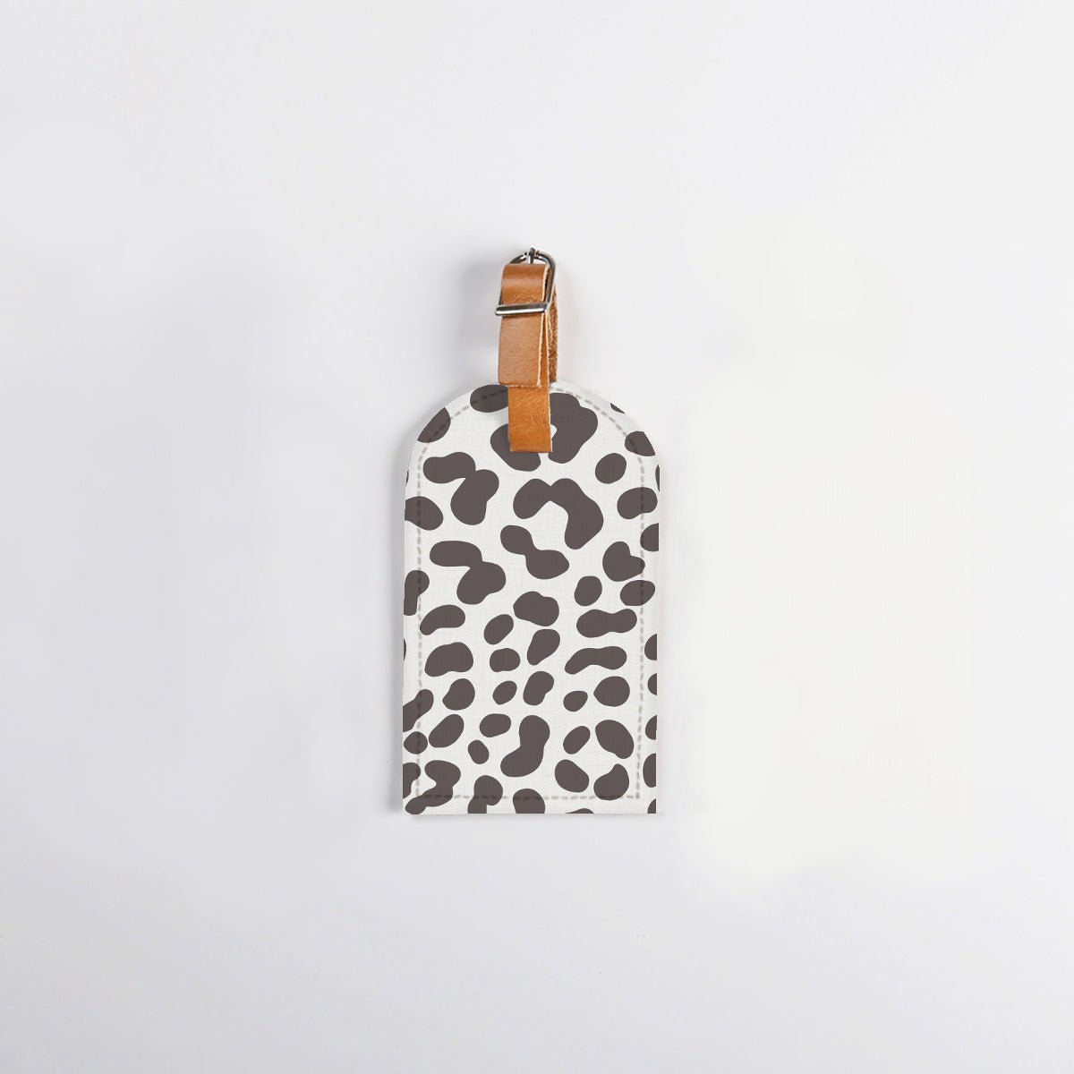 Luggage Tag Stud | Laminated Fabric with Genuine Leather Cheetah - White Luggage Tag by Thandana