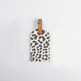 Luggage Tag Stud | Laminated Fabric with Genuine Leather Cheetah - White Luggage Tag by Thandana