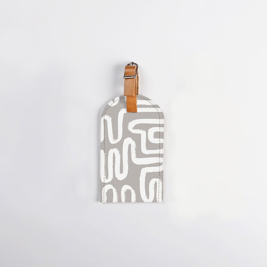 Luggage Tag Stud | Laminated Fabric with Genuine Leather Geo - Moonstruck Luggage Tag by Thandana