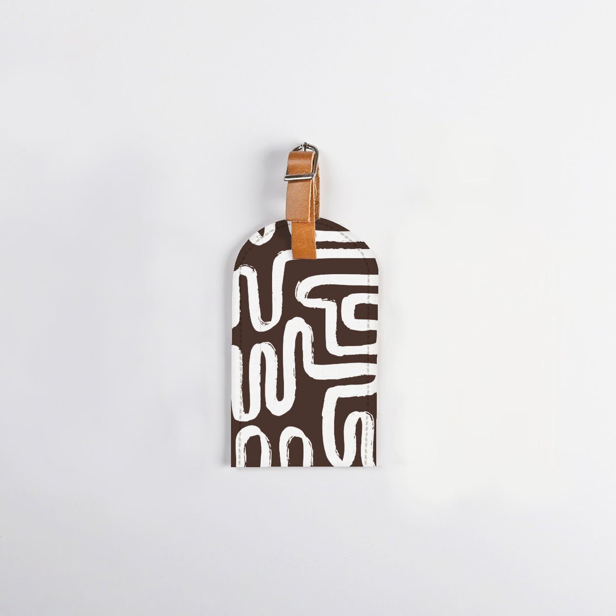 Luggage Tag Stud | Laminated Fabric with Genuine Leather Geo - Black Luggage Tag by Thandana