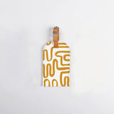 Luggage Tag Stud | Laminated Fabric with Genuine Leather Geo - Sand Luggage Tag by Thandana