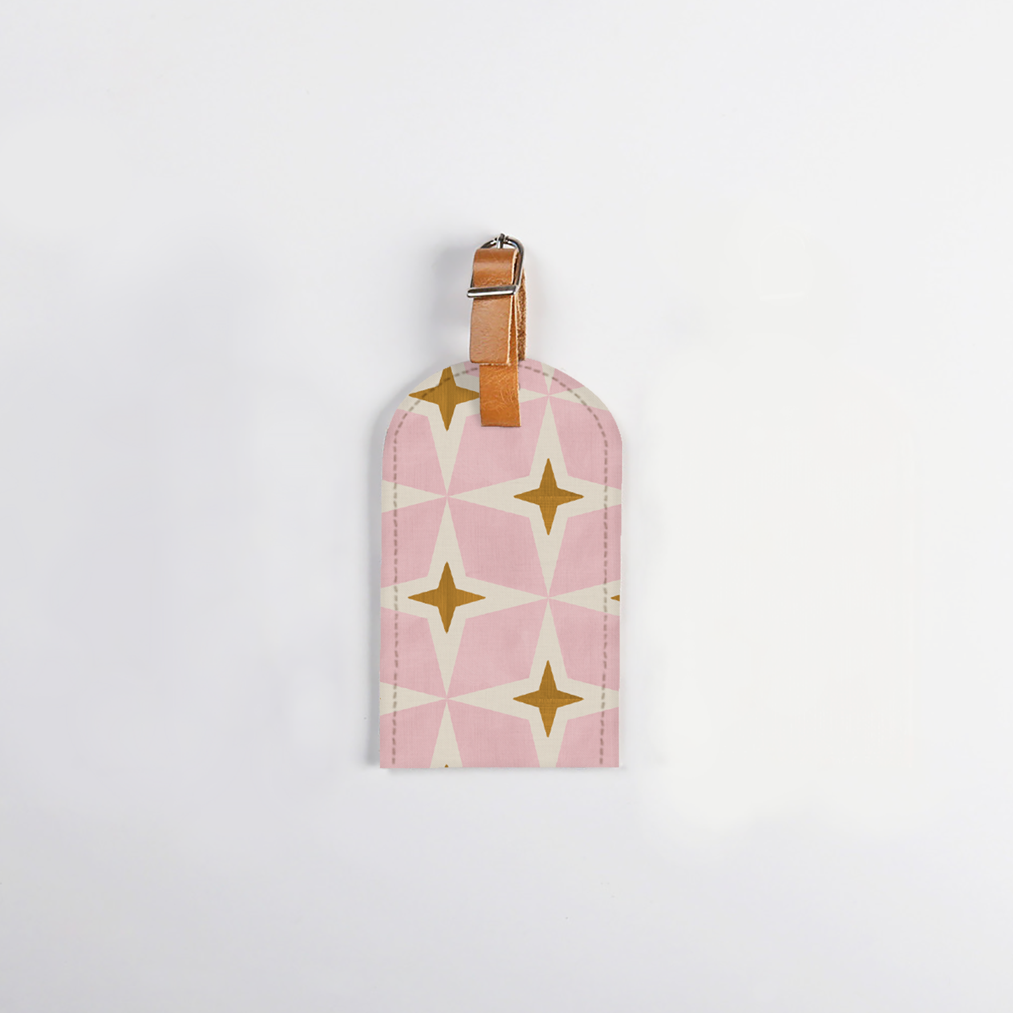 Luggage Tag Stud | Laminated Fabric with Genuine Leather Nova - Blush Luggage Tag by Thandana