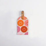 Luggage Tag Stud | Laminated Fabric with Genuine Leather Smiley - Blush Luggage Tag by Thandana