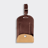 Luggage Tag | Wax Canvas with Genuine Leather Camel Canvas with Tobac Leather Luggage Tag by Thandana