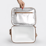 Lunch Box Cooler | Laminated Fabric with Genuine Leather Caddy Cooler by Thandana