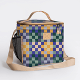 Lunch Box Cooler | Laminated Fabric with Genuine Leather Checker - Jet / Chunky Zip Caddy Cooler by Thandana