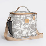 Lunch Box Cooler | Laminated Fabric with Genuine Leather Geo - Moonstruck / Chunky Zip Caddy Cooler by Thandana