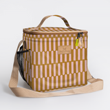Lunch Box Cooler | Laminated Fabric with Genuine Leather Indie - Sunset / Chunky Zip Caddy Cooler by Thandana