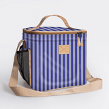 Lunch Box Cooler | Laminated Fabric with Genuine Leather Linear - Jet / Chunky Zip Caddy Cooler by Thandana