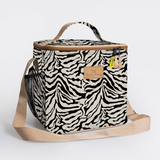Lunch Box Cooler | Laminated Fabric with Genuine Leather Nomad Stripe - Pitch / Chunky Zip Caddy Cooler by Thandana
