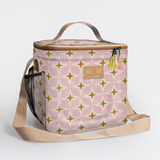 Lunch Box Cooler | Laminated Fabric with Genuine Leather Nova - Blush / Chunky Zip Caddy Cooler by Thandana