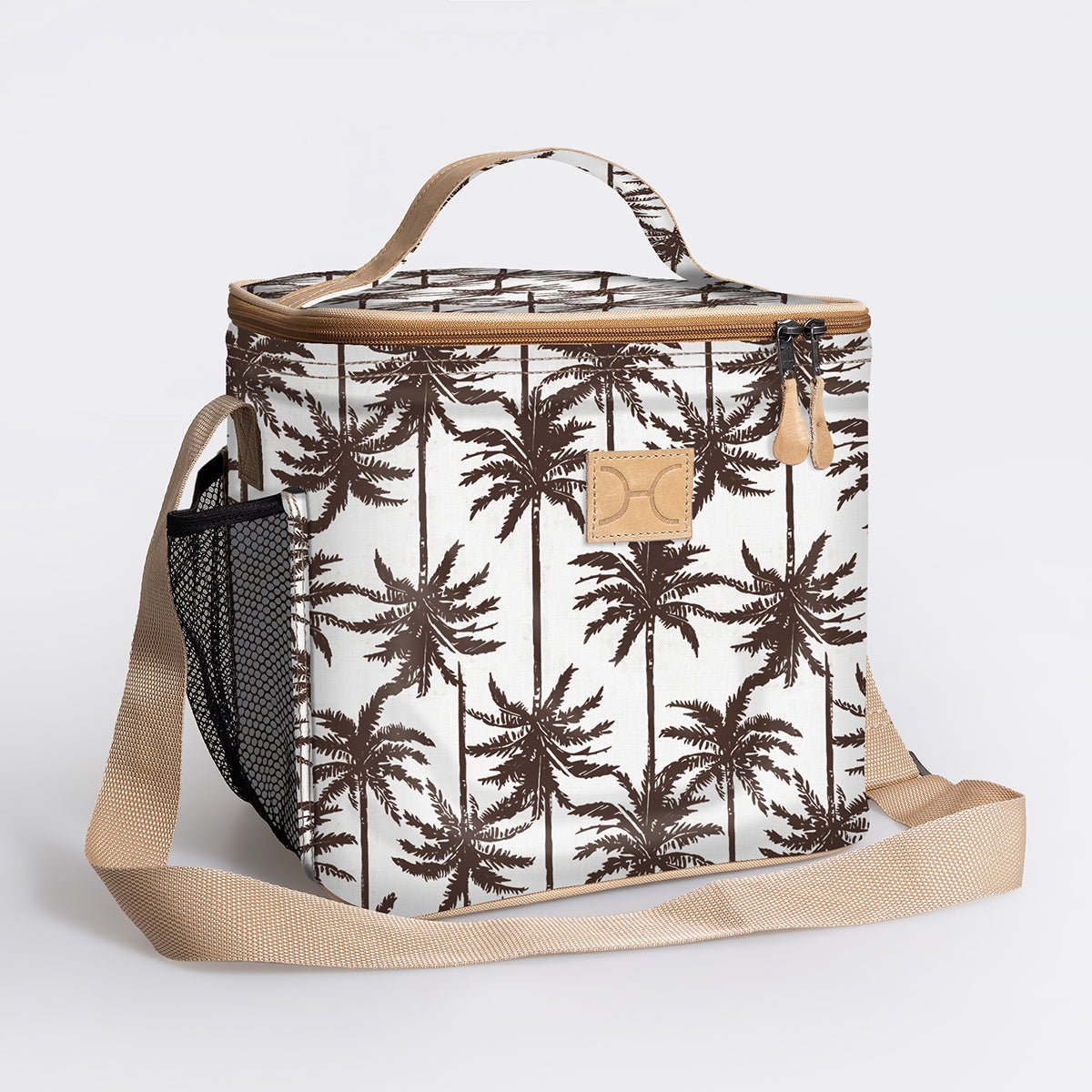Lunch Box Cooler | Laminated Fabric with Genuine Leather Palm - Neutral / Chunky Zip Caddy Cooler by Thandana