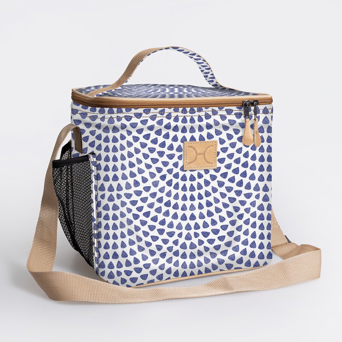 Lunch Box Cooler | Laminated Fabric with Genuine Leather Scale Away with me - Dazzling Blue / Chunky Zip Caddy Cooler