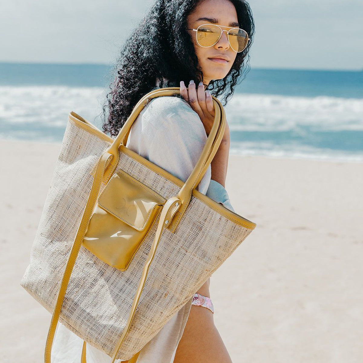 Maia Bag | Raffia Weave with Genuine Leather Handbag by Thandana