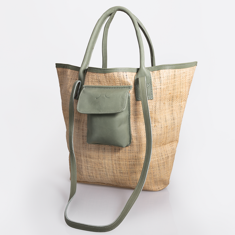 Maia Bag | Raffia Weave with Genuine Leather Handbag by Thandana
