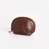 Makeup Bag | Genuine Leather Tobac Leather Makeup Bag by Thandana