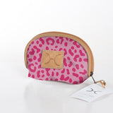 Makeup Bag | Laminated Fabric Cheetah - Pink / Chunky Zip Make Up Fabric Bag by Thandana